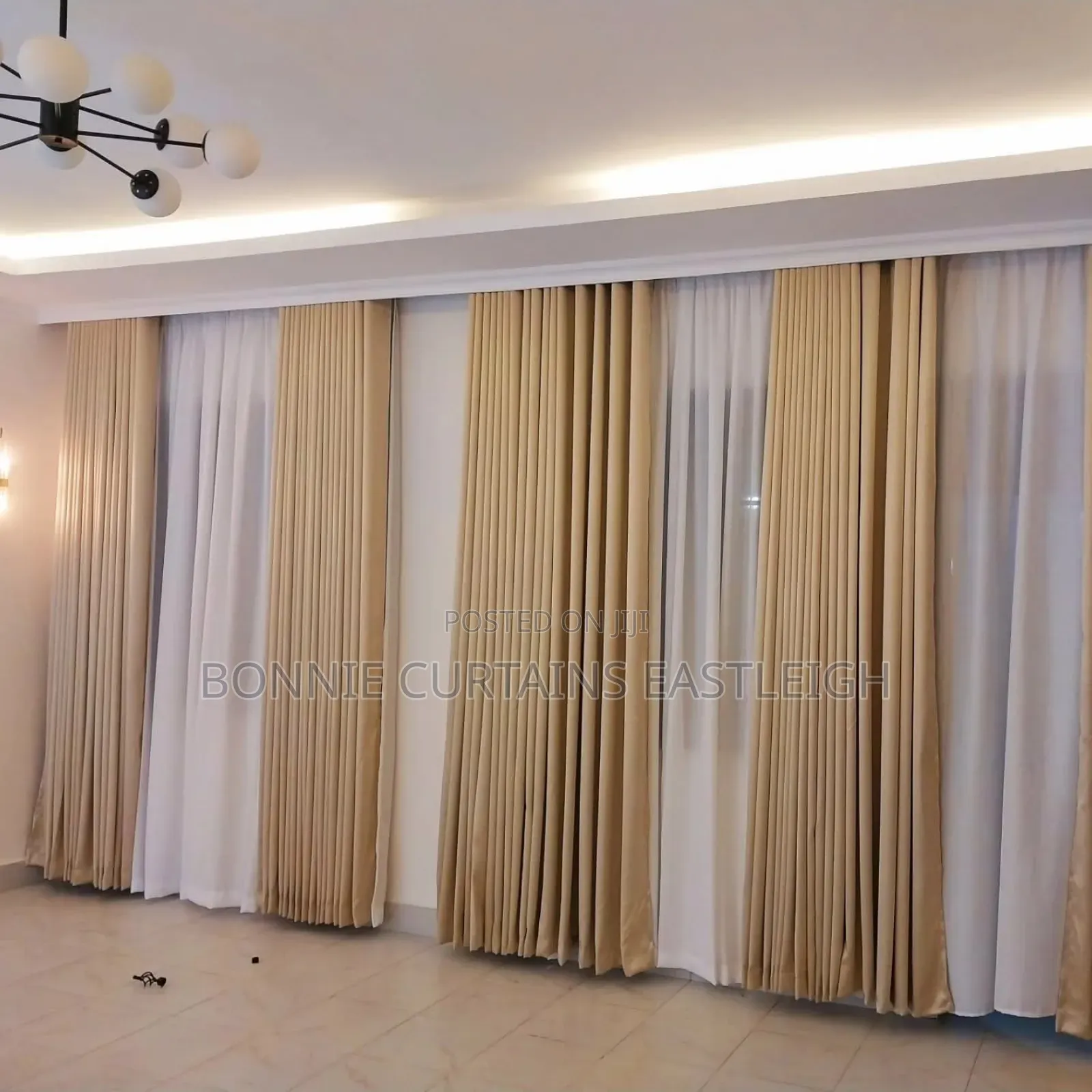 Blue Mixed With White Windows Curtains