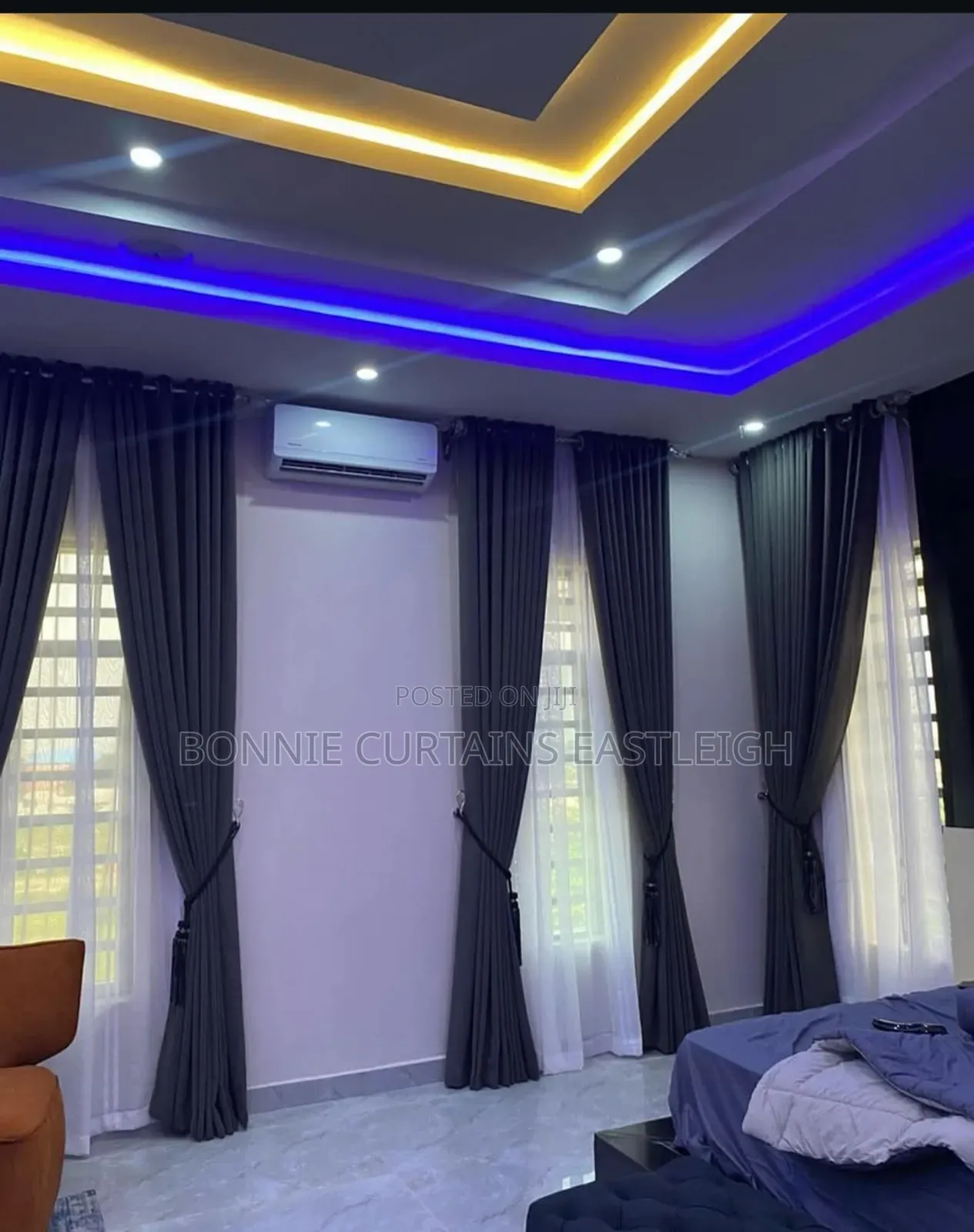 Cream Curtains With Grey for Guests Rooms