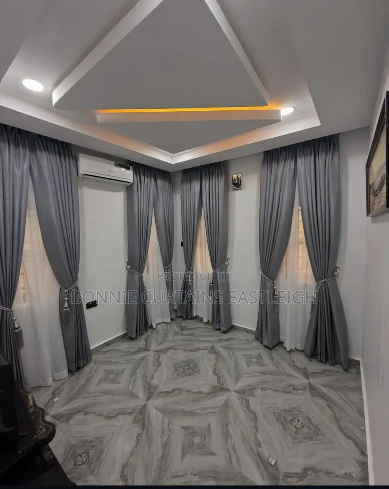 Cream Curtains With Grey for Guests Rooms