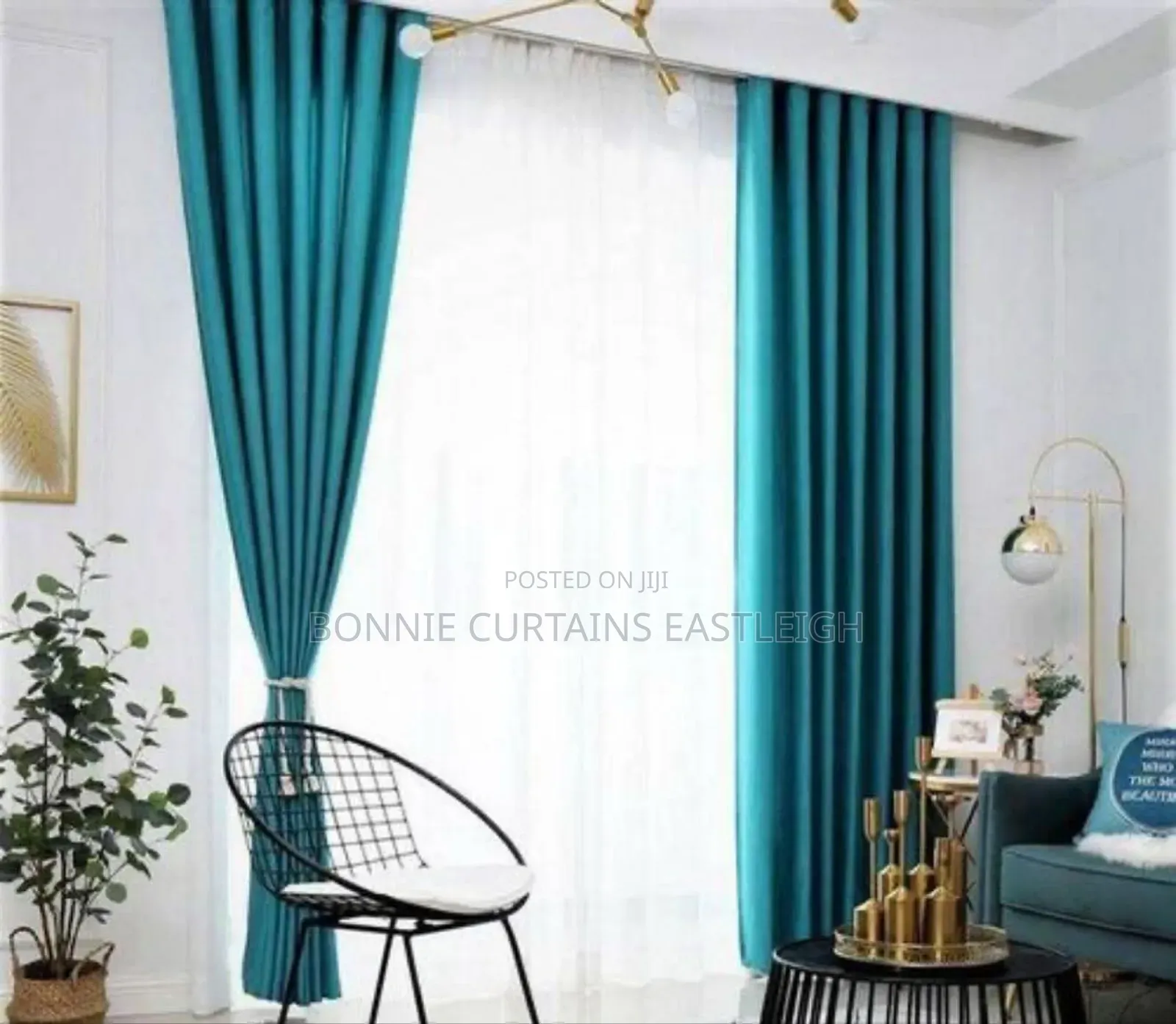 Gold Curtains and Blue for Bedrooms