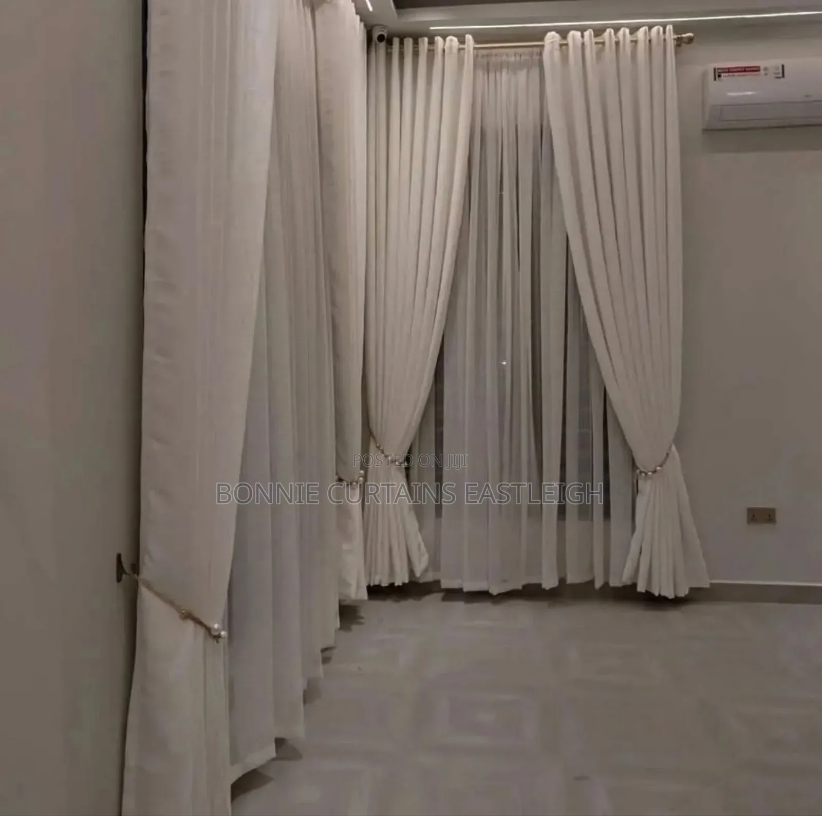 Blige Plain Curtains With White Sheers