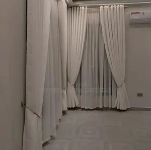 Blige Plain Curtains With White Sheers