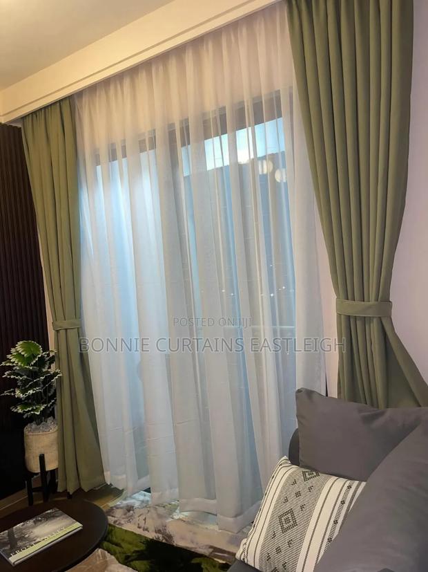 Blige Plain Curtains With White Sheers - thumbnail 3