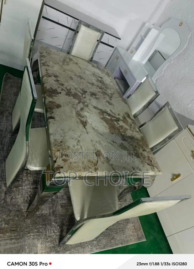 Six Seater Marble Dining Table Set