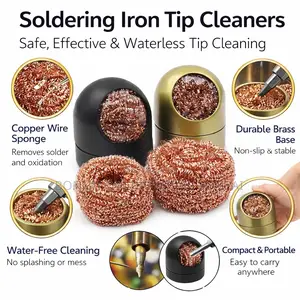 Solder Tip Cleaning Wire Holder, Brass Sponge Iron Cleaner Tool