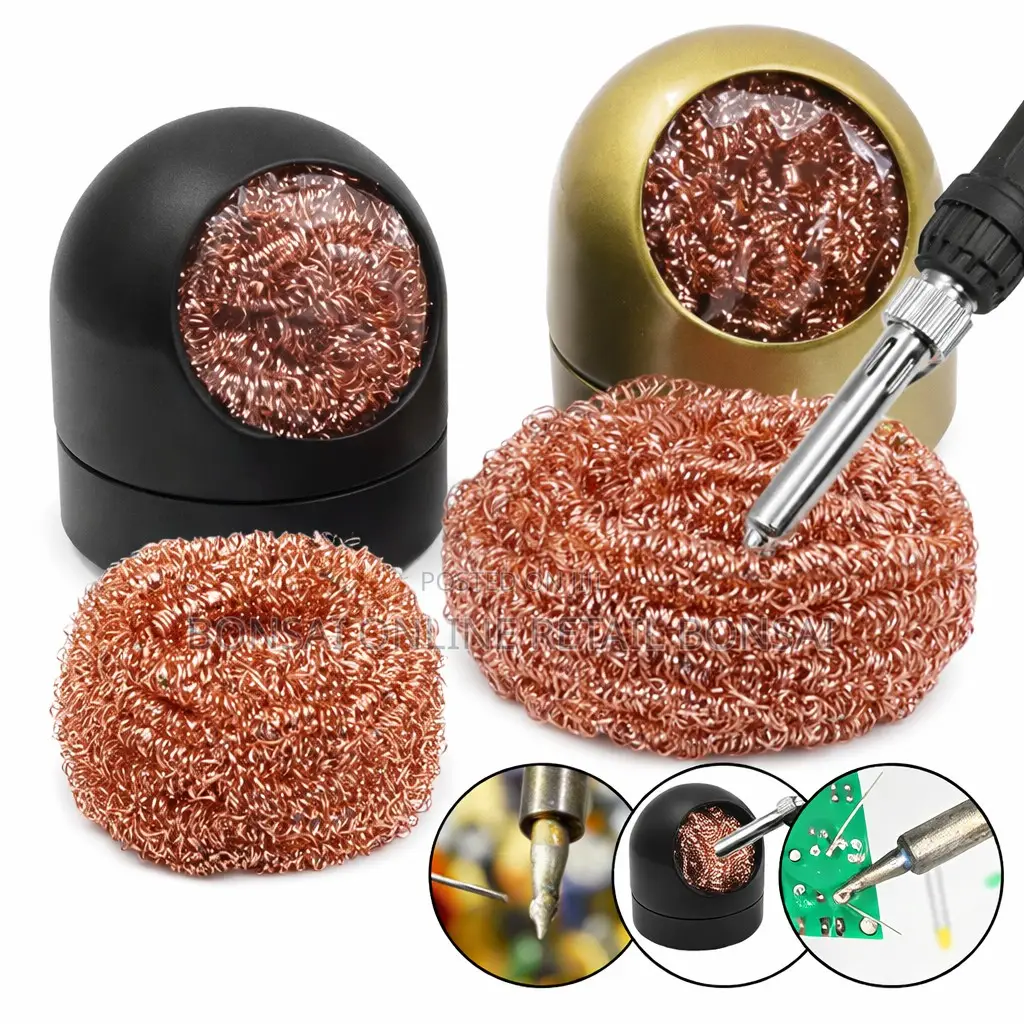 Solder Tip Cleaning Wire Holder, Brass Sponge Iron Cleaner Tool