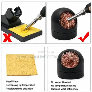 Solder Tip Cleaning Wire Holder, Brass Sponge Iron Cleaner Tool