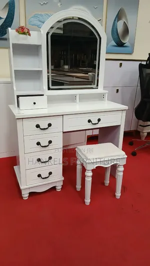 Executive Marble Dressing Table With 3-Mode Led Touch Mirror
