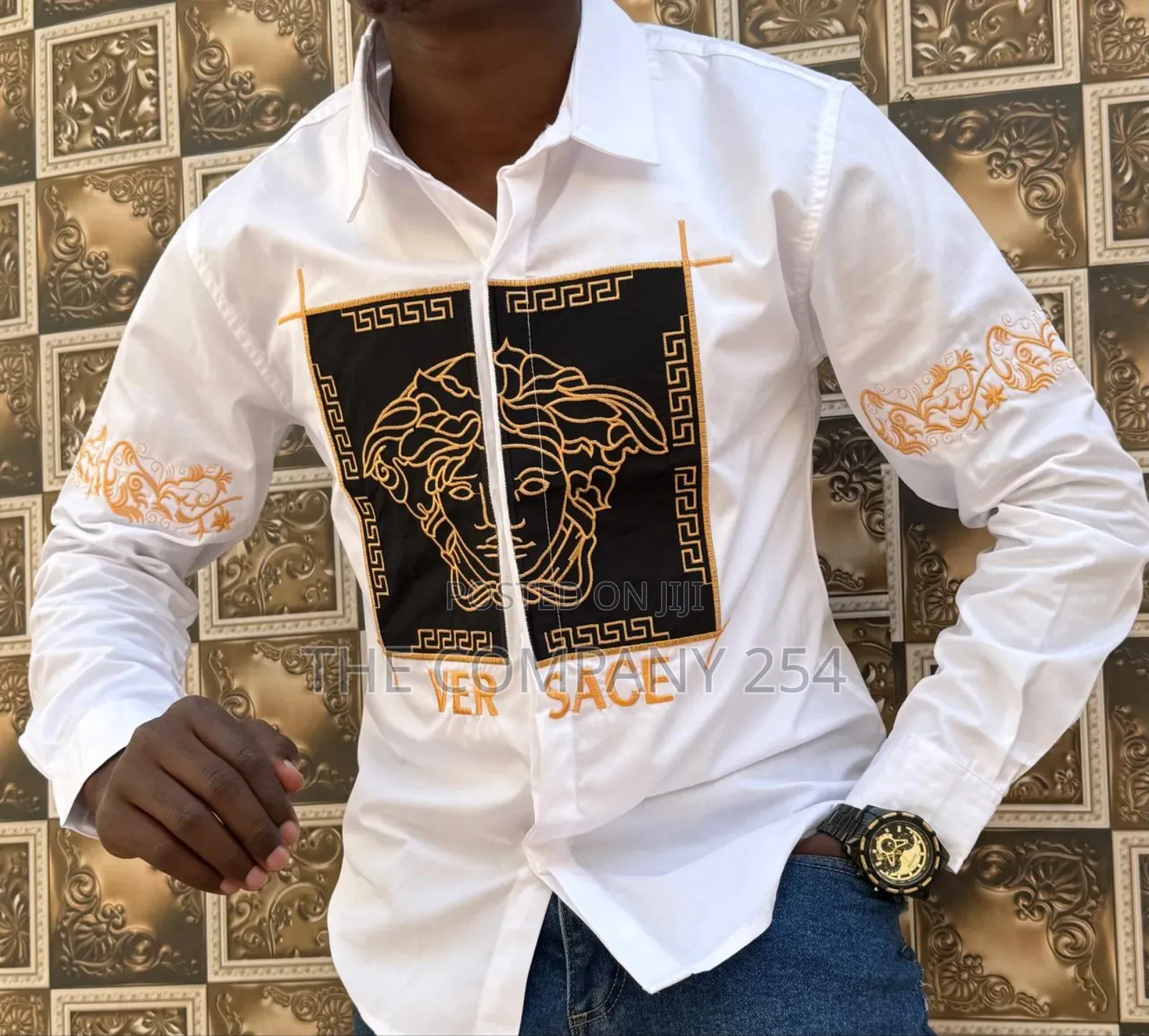 Versace Designer Mens Quality Fabric Semi Casual Shirts Longsleed