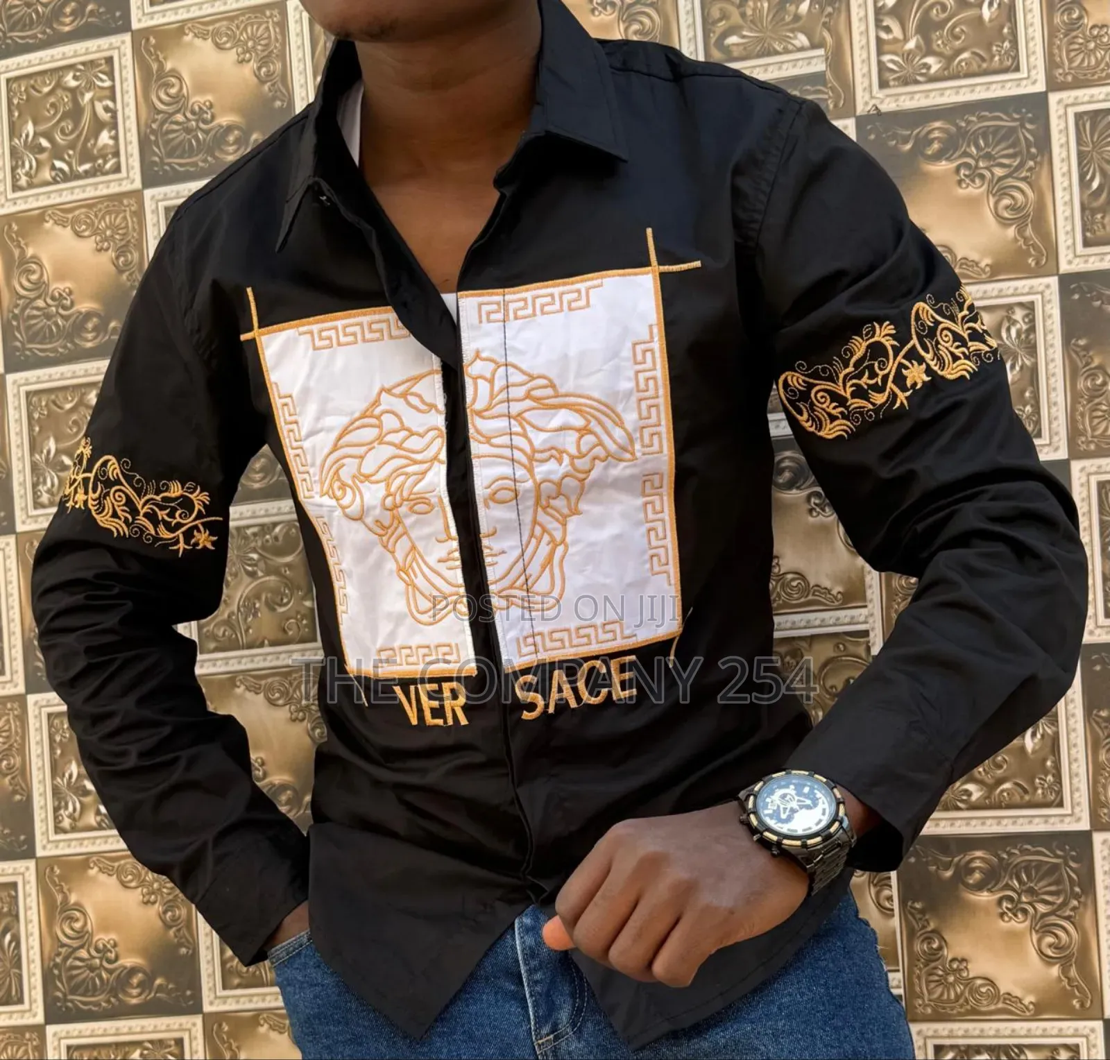 Versace Designer Mens Quality Fabric Semi Casual Shirts Longsleed