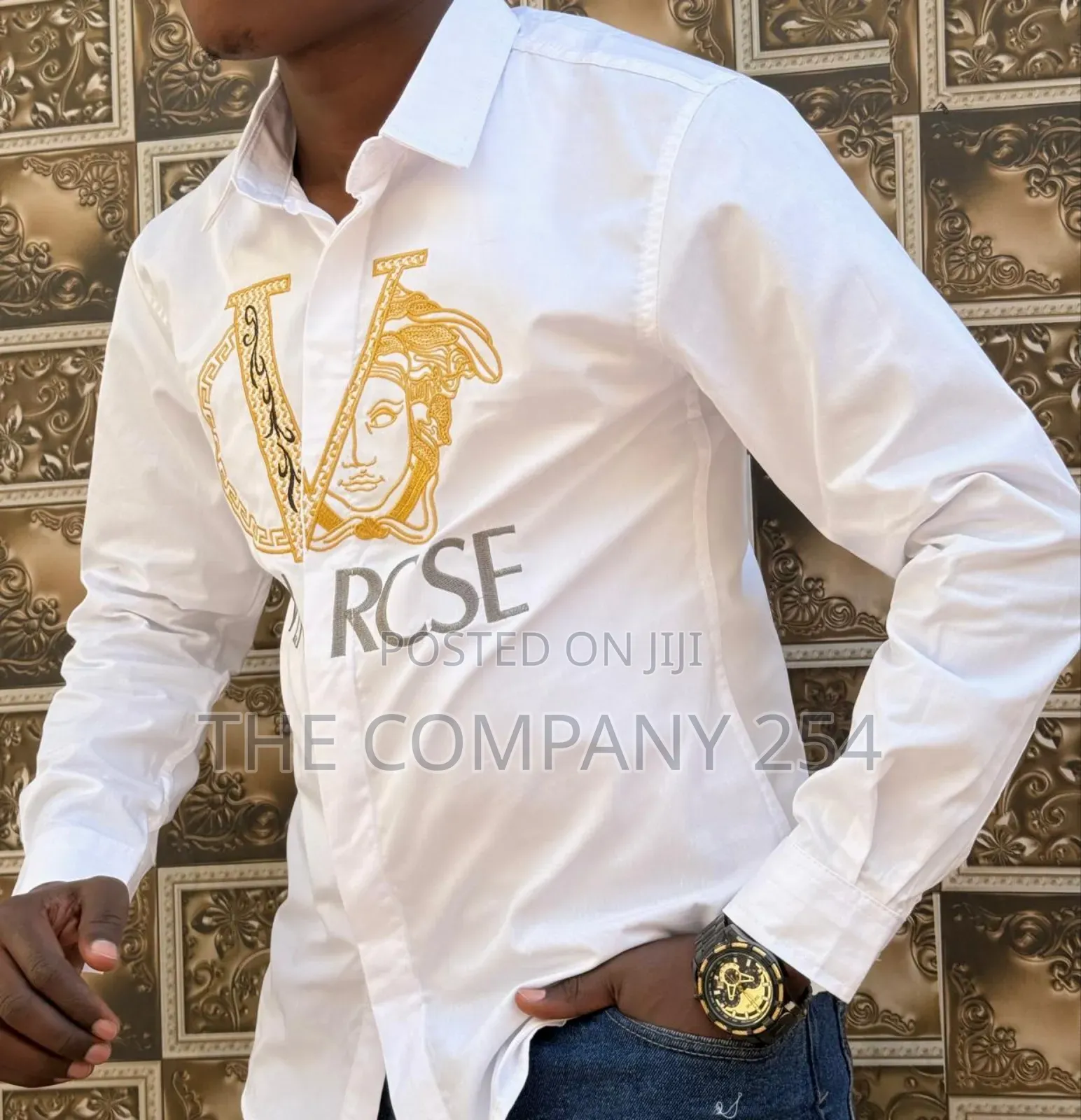 Versace Designer Mens Quality Fabric Semi Casual Shirts Longsleed