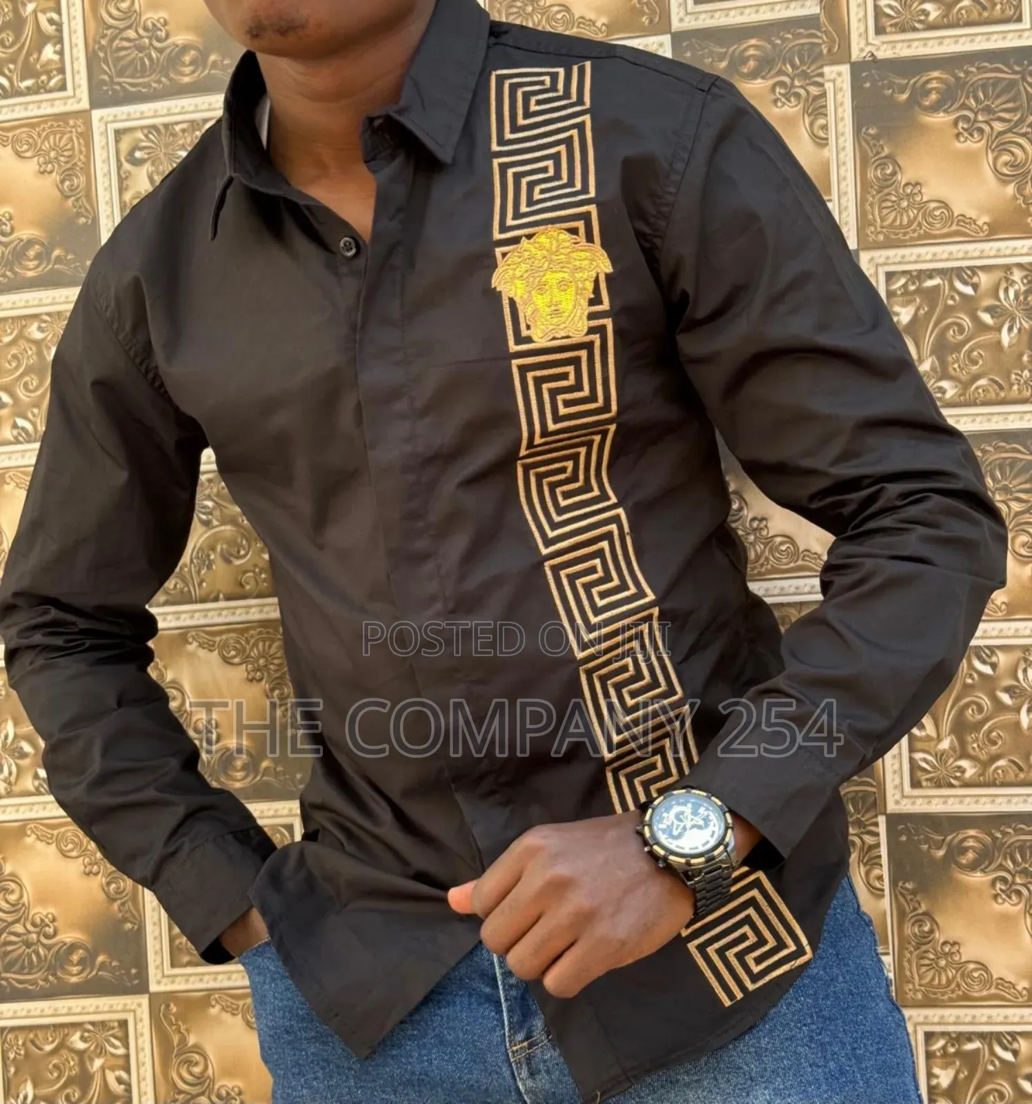 Versace Designer Mens Quality Fabric Semi Casual Shirts Longsleed