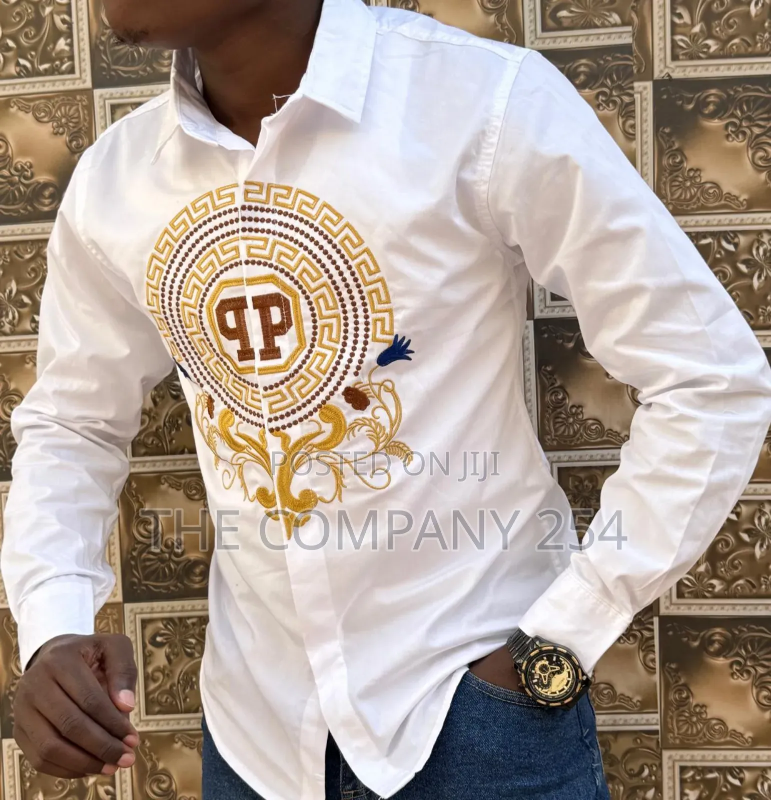 Versace Designer Mens Quality Fabric Semi Casual Shirts Longsleed