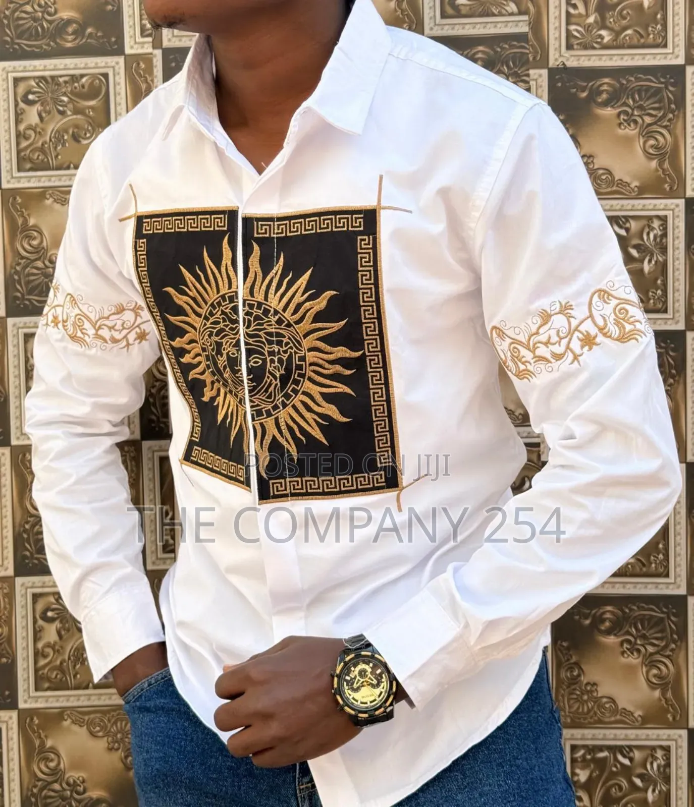 Versace Designer Mens Quality Fabric Semi Casual Shirts Longsleed