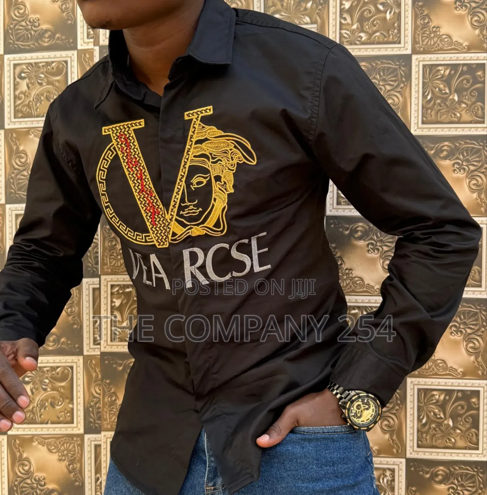 Versace Designer Mens Quality Fabric Semi Casual Shirts Longsleed