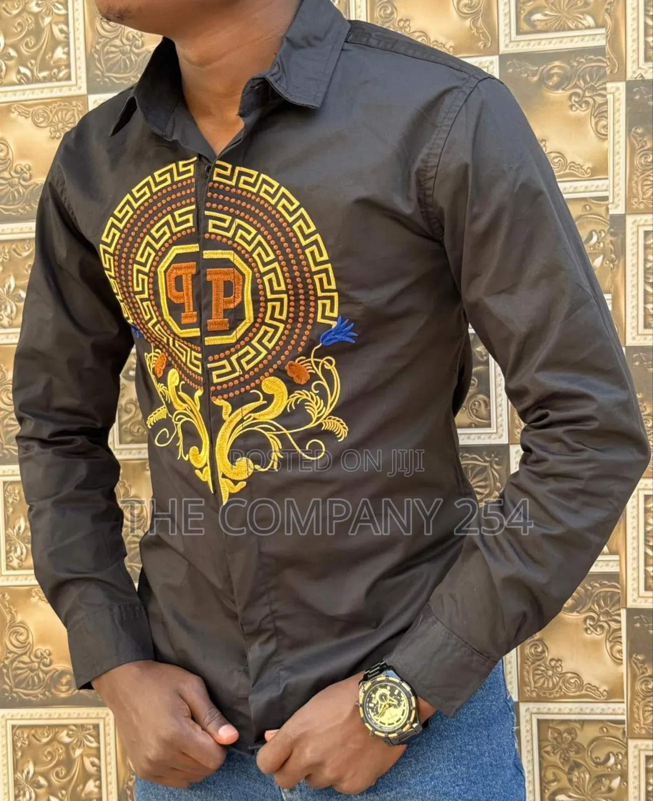 Versace Designer Mens Quality Fabric Semi Casual Shirts Longsleed