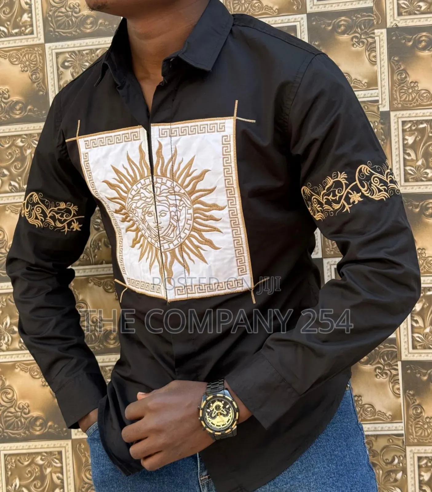 Versace Designer Mens Quality Fabric Semi Casual Shirts Longsleed