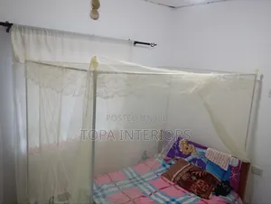 6x6 Cream Mosquito Nets With 4 Metallic Tube Stands
