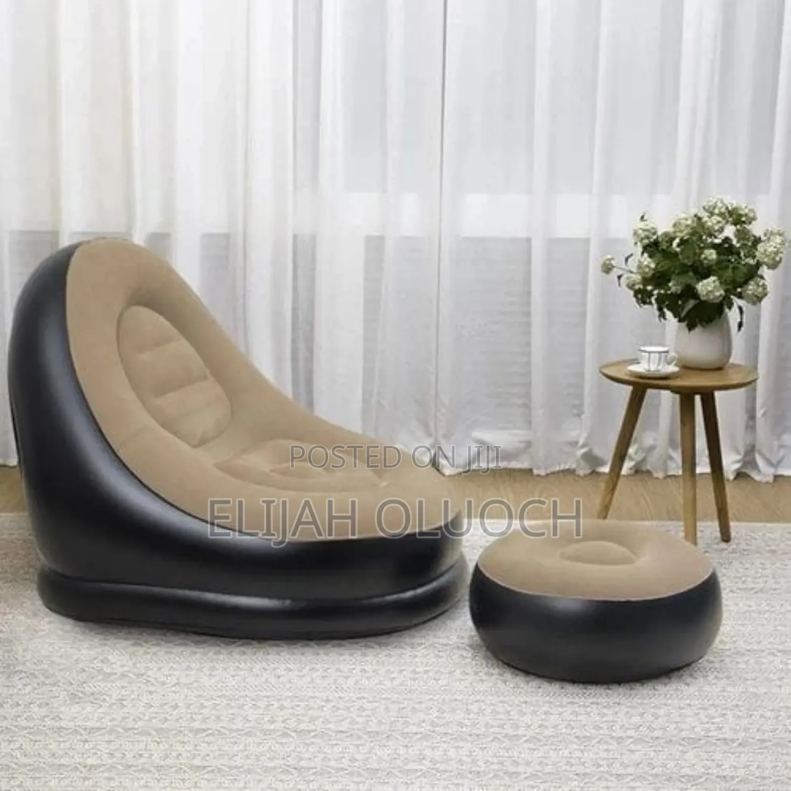Inflatable Sofa Seat With Foot Stool and Manual Pump