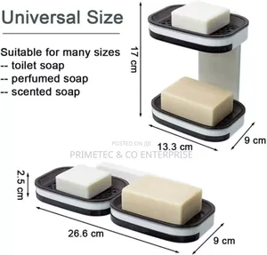 Double Layered Wall Mounted Soap Box/ Holder With Adhesive Sticker