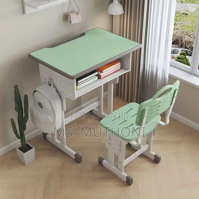 Kids' Height-Adjustable Study Desk and Chair Set,