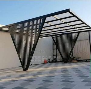 Premium CNC-Cut Pergola Panels – Glass Top - main view