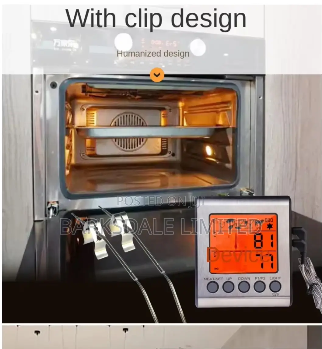 Cooking Thermometer Kitchen Grill Temperature Alarm BBQ 2 Probe Dual