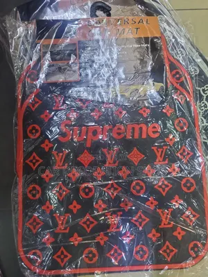 5pcs Louis Vuitton Supreme Branded Car Floor Mats With Red Logos