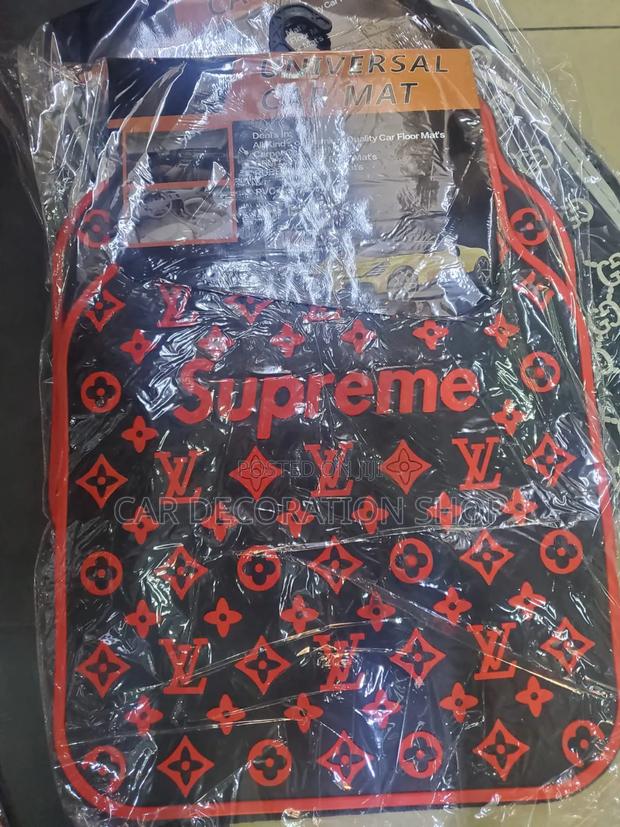 5pcs Louis Vuitton Supreme Branded Car Floor Mats With Red Logos
