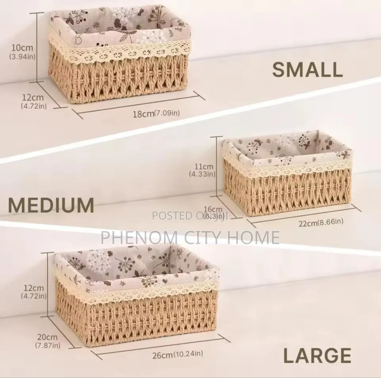 3 in 1 Hand Wooven Storage Basket