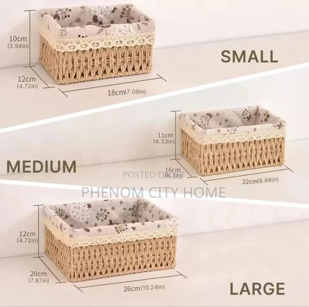 3 in 1 Hand Wooven Storage Basket - thumbnail 3