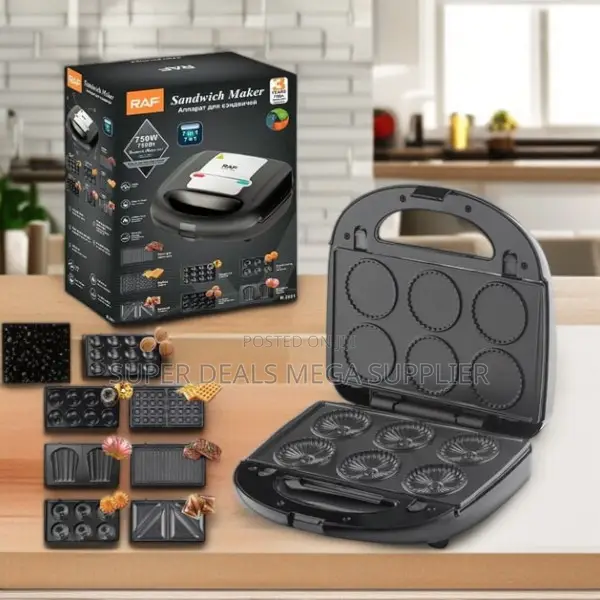 Raf 6 in 1 750w Sandwich Maker Breakfast Toaster Waffle Panini Grill