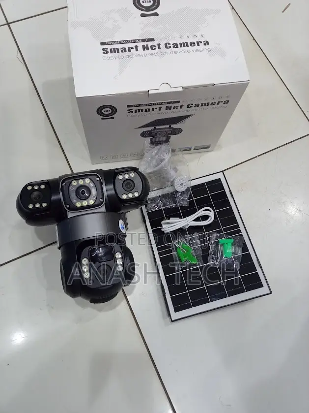 V380 Pro 12mp PTZ Triple Lens Solar Camera With Ip66 Design