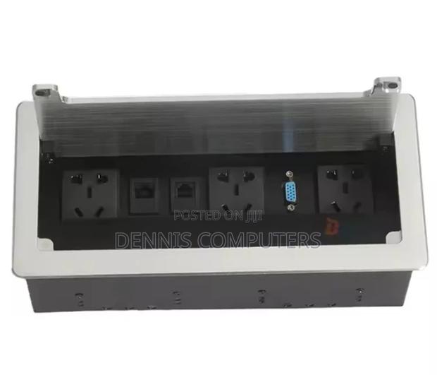 Silver Flip-Up Socket With 2 Universal Sockets, 1 Internet - main view