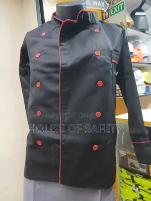 Red and Black Mandarin Collars Chef Coats