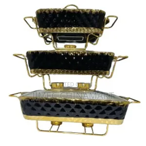 Gold Frame 3pcs Chaffing Dishes Set