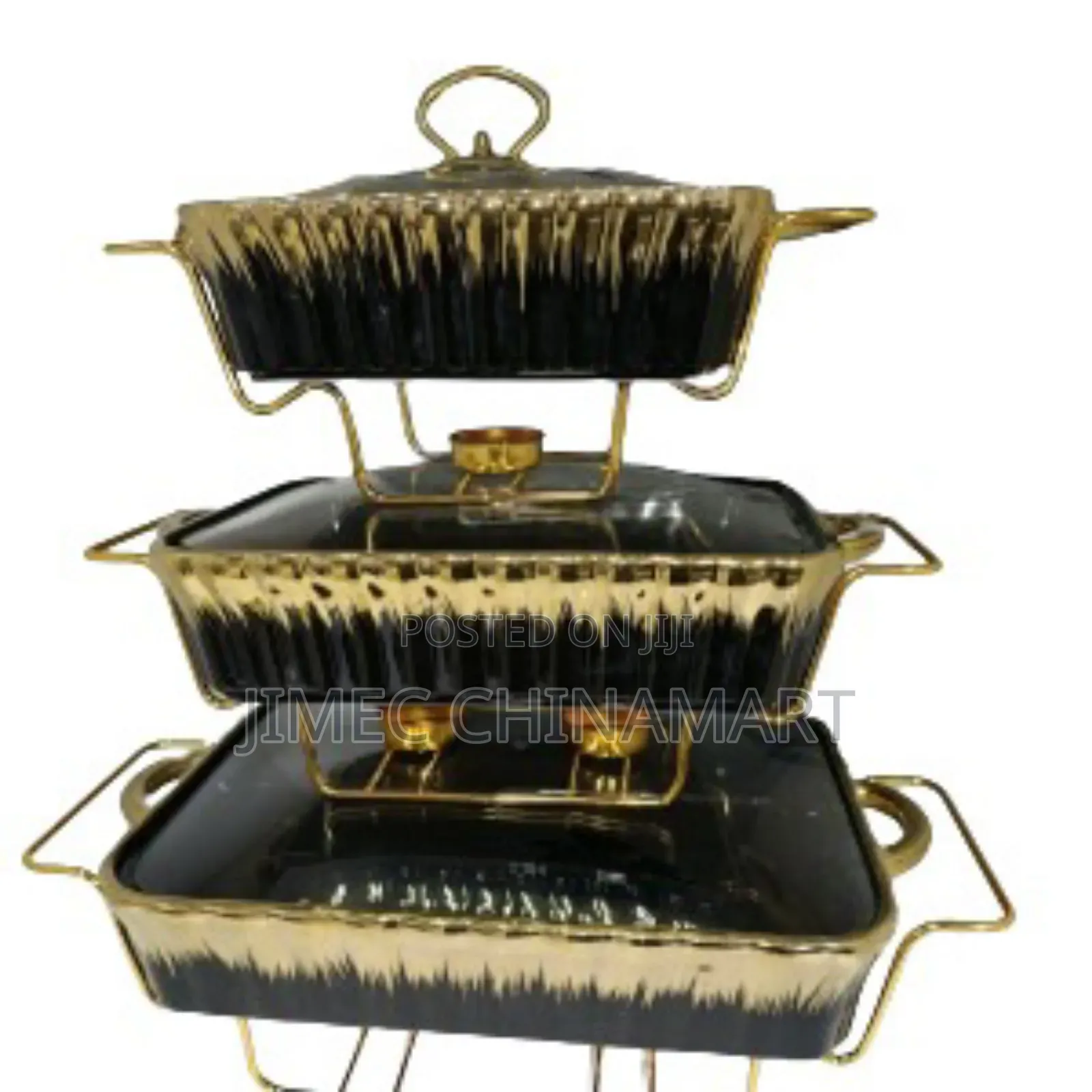 Luxury 3pcs Chaffing Dish Set With Gold Stand