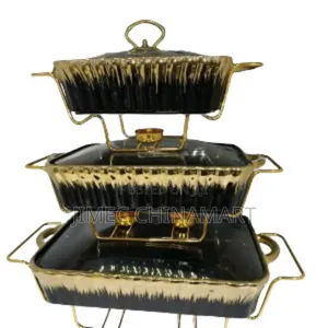 Luxury 3pcs Chaffing Dish Set With Gold Stand