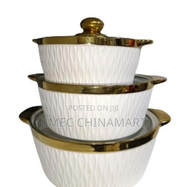 3-PCS Gold-Rimmed Serving Dish Set