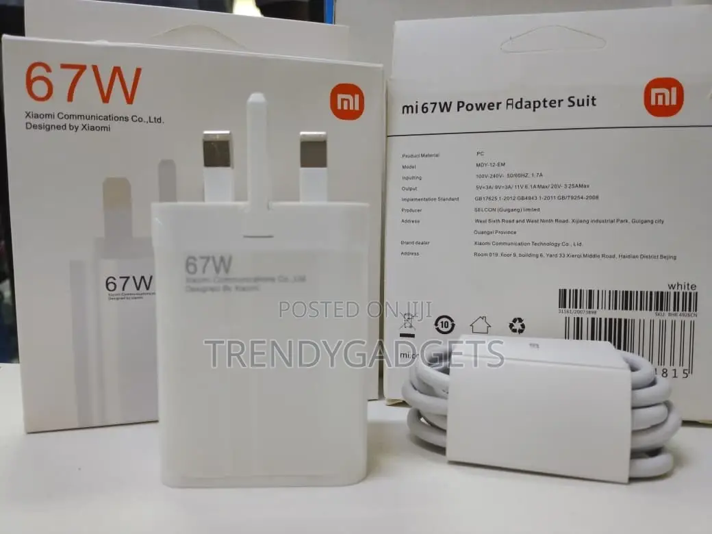 67w Xiaomi Fast Charging Combo for Phones Tablets