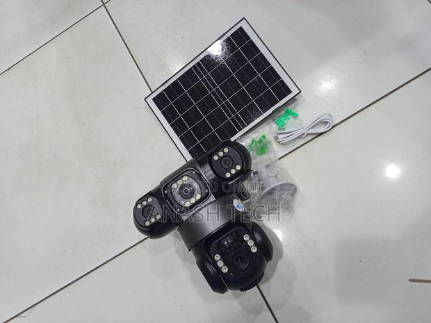 V380 Pro 6mp PTZ 4g Triple Lens Solar CCTV With Flashing Light Alarm