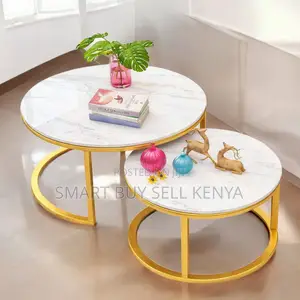 Modern Luxury Marble Nesting Coffee Tables With Gold Legs