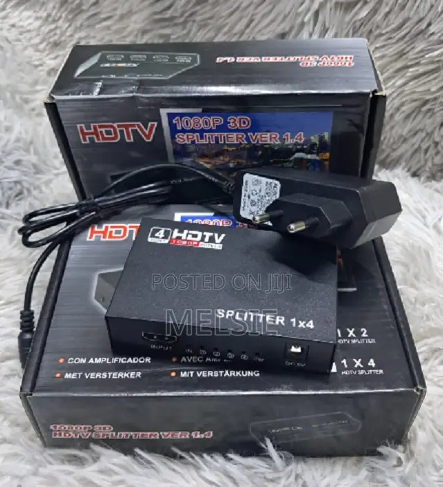 Hdmi Splitter 1 in 4 , 1x4 Power Hdmi Splitter 4 Ports W/Ac Adapter