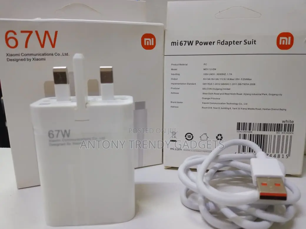 Xiaomi 67w Quick Charge Adapter With Usb-a to Usb-C Cable