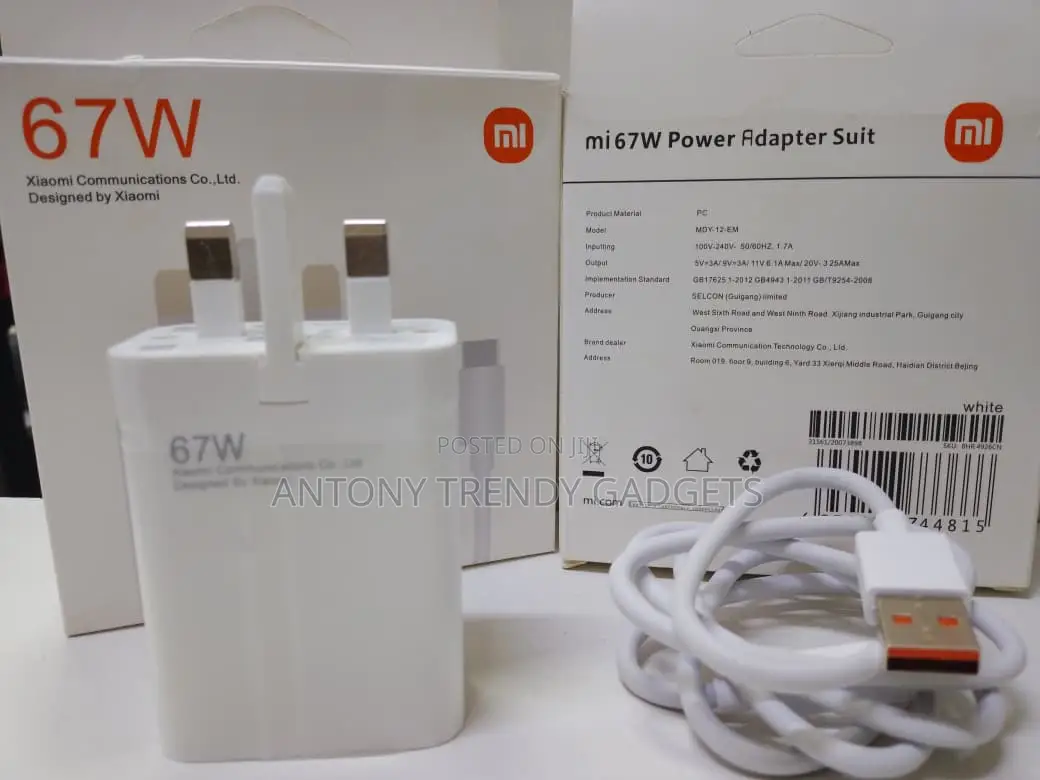 Xiaomi 67w Quick Charge Adapter With Usb-a to Usb-C Cable