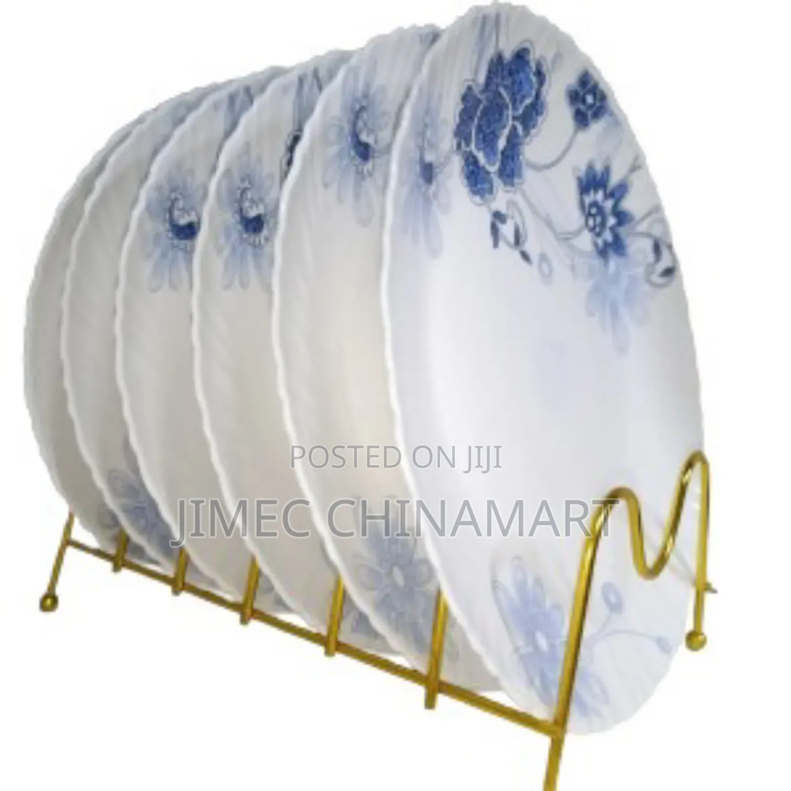 10-Inch Blue Flowered Ceramic Plates