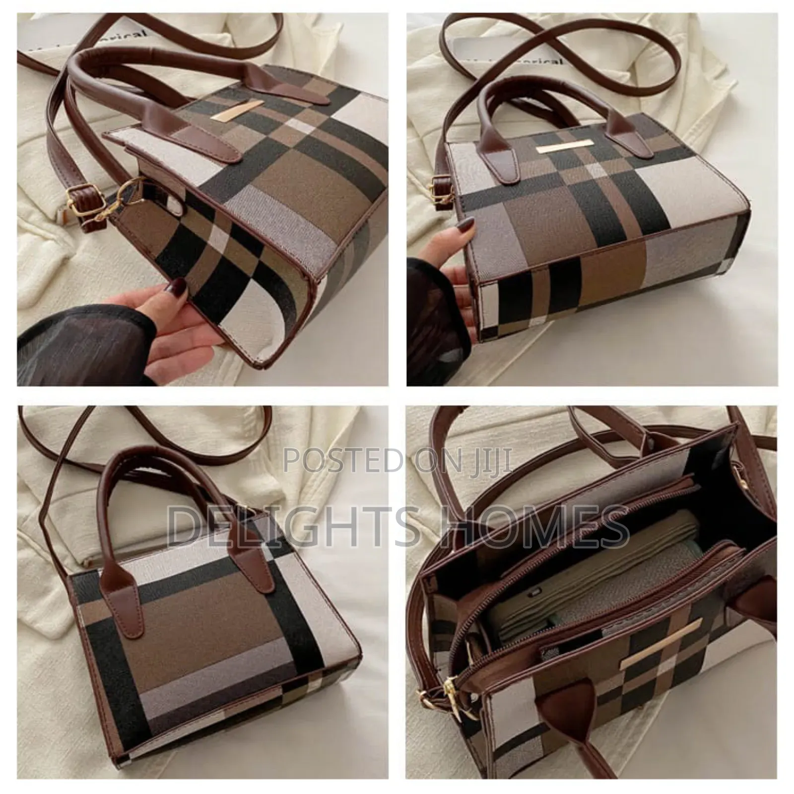 Trend Fashion Collision Color Check Bag_re