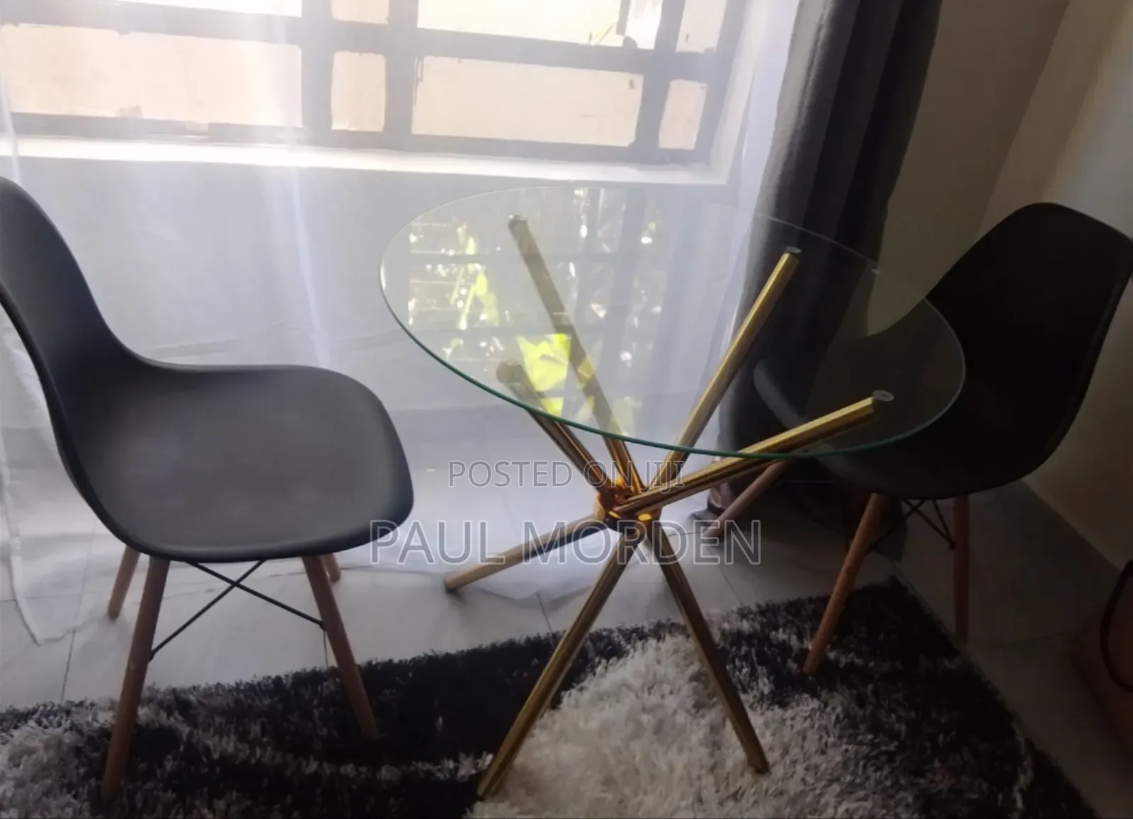 Gold Cock Tail Stand With Eames Chair Dining Set