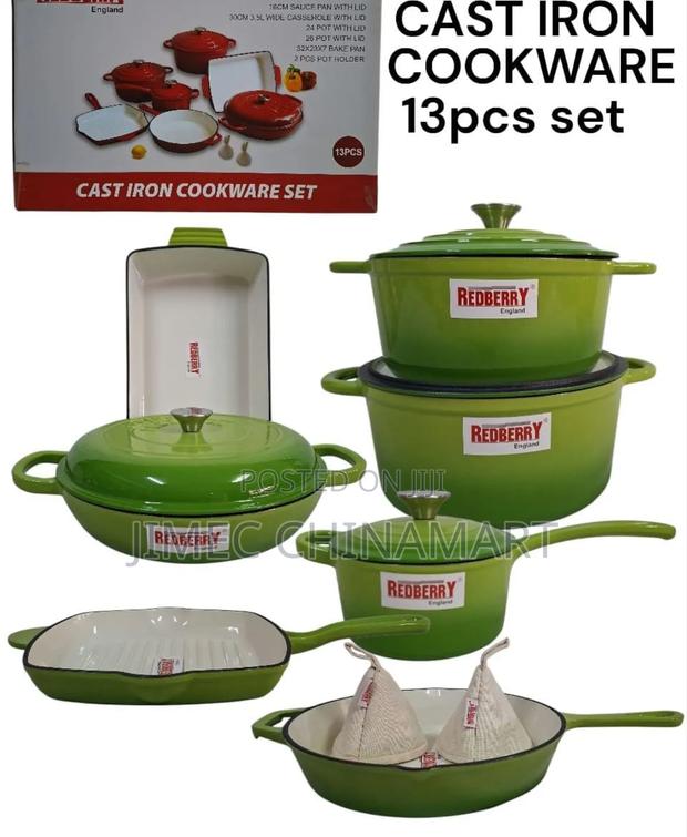 Green Cast Iron Cookware Set