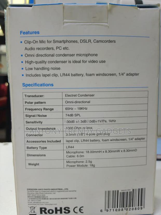 Boya By-m1 Omnidirectional Lapel Microphone 6m Cable - thumbnail 3